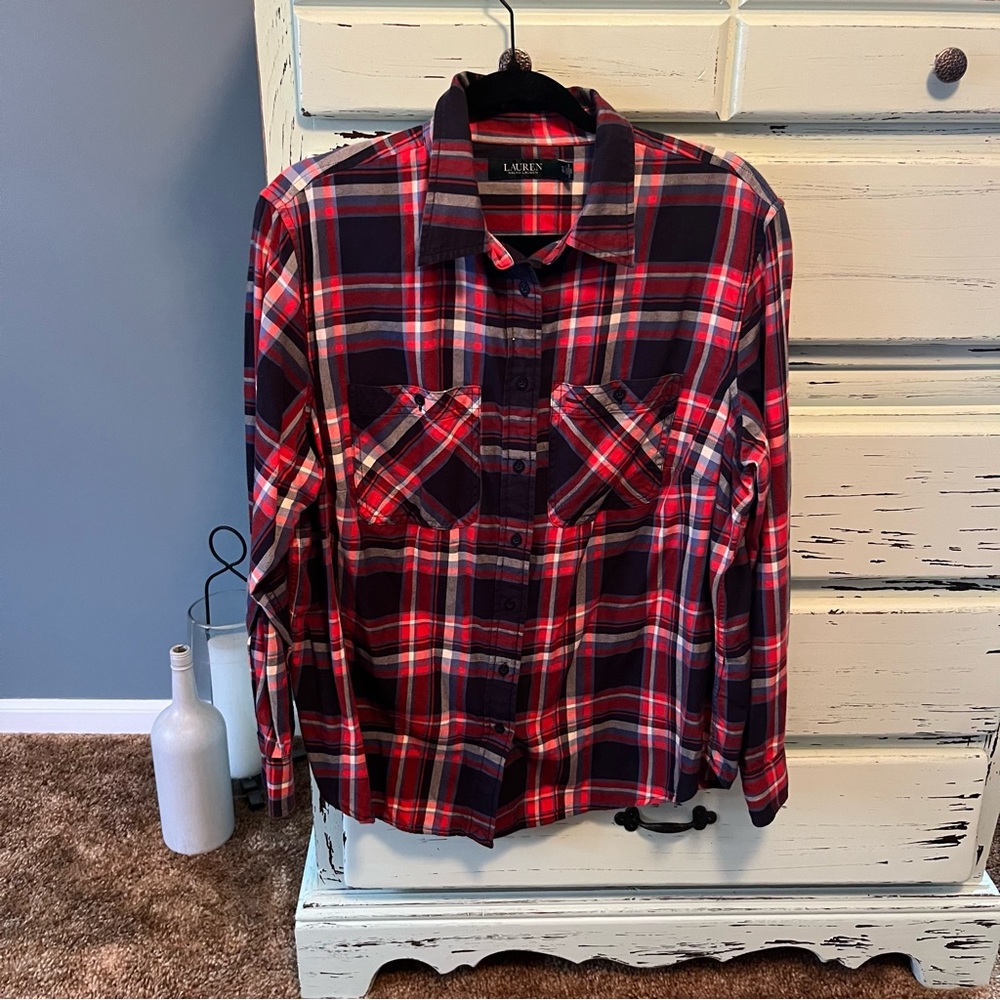 LaurenRalph Lauren Red and Blue Plaid Shirt. Women’s size 1x.